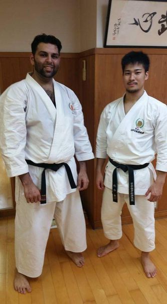 Shyam Raithatha with Sensei Koji Arimoto, WKF and JKS World Champion at the JKS World Headquaters in Tokyo