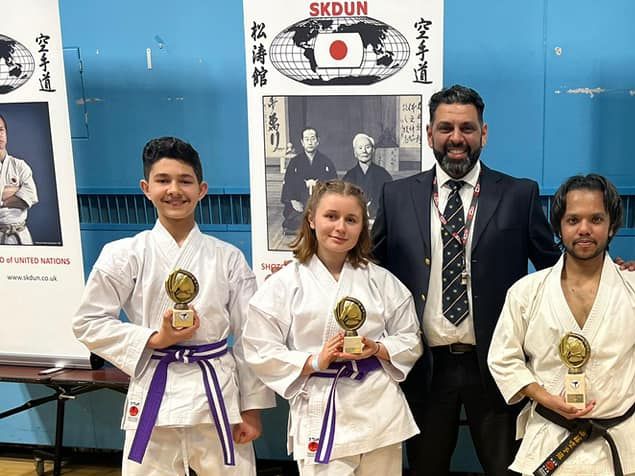 We took a small team of 4 to The Legends Open 2022. 
This is one of the biggest single style events on the calendar with 530 competitors this year. 
Every JKS Harrow Shotokan member took a medal!
Harshil - Gold - Senior Kata
Daniela - Gold Kumite, Silver Kata
Samuel - Silver  Kata
Mihailis - Silver Kumite